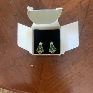 Avon Holiday Tree Christmas Earrings Retro Vintage 1997 Brand New in Box